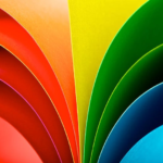 Colorful rainbow spectrum fan art with glossy finish and vibrant colors.