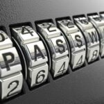 Precision combination lock displaying PASSWORD and 264426 on dark metallic background.