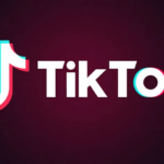 TikTok logo: 3D note symbol with stylized d and T, set on dark background.