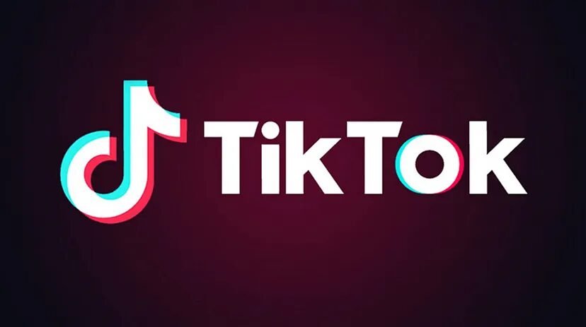 TikTok logo: 3D note symbol with stylized d and T, set on dark background.