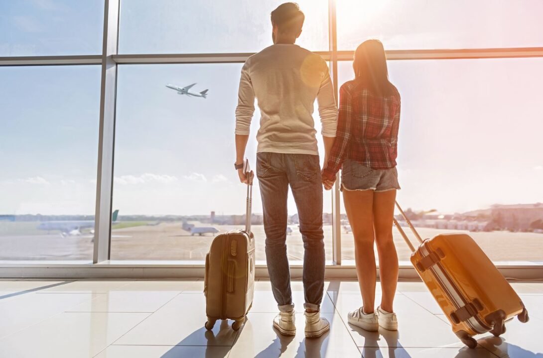 Airport Terminal Couple Traveling