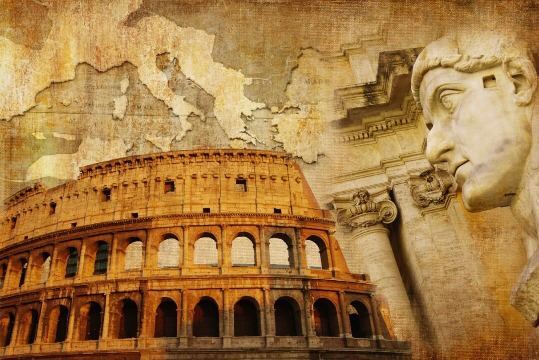 Roman Colosseum and Statue: Timeless Tribute to Ancient Romes Artistic Heritage.