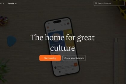 A snapshot of start page of the platform "Substack."