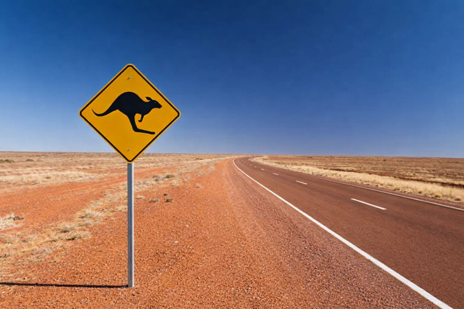A "Beware the kangaroo" sign in Australia