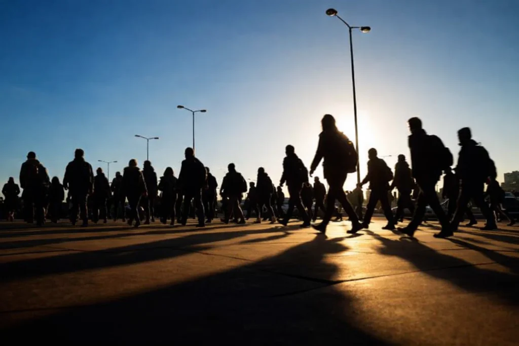 A walking crowd, society